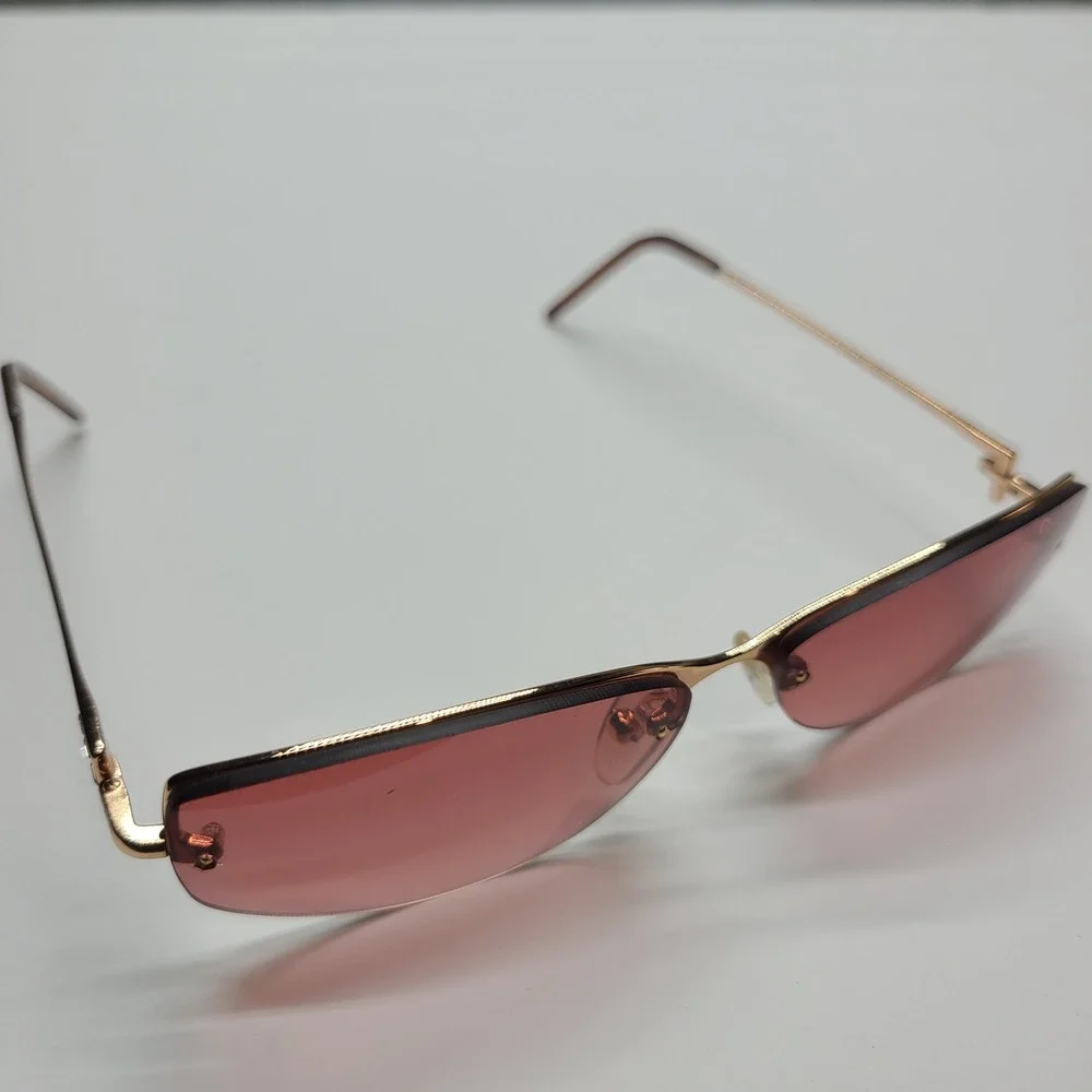 Fendi Pink Lens Rimless Sunglasses with Gold Frame